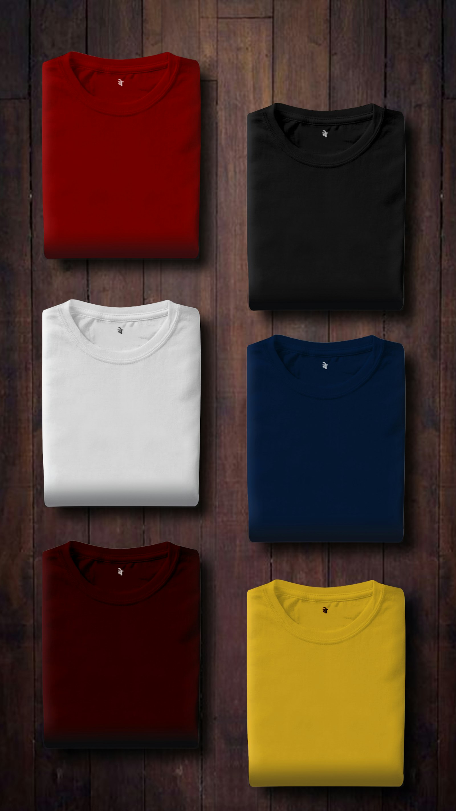 Stacked knit and jersey shirts arranged on hangers